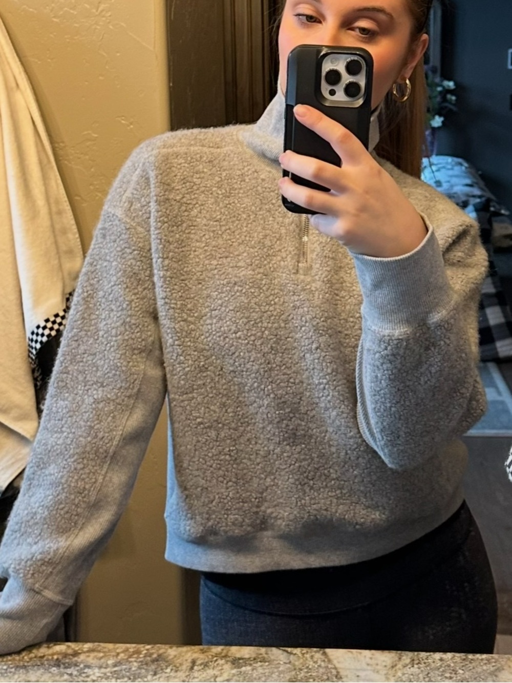 Lululemon Gray Half-Zip Sherpa Sweater